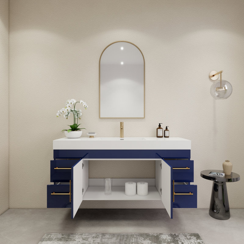Ensemble de meuble-lavabo simple 60 po, Bleu nuit