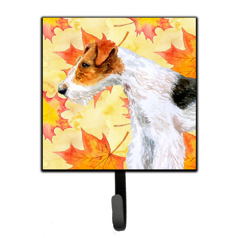 Eliane Metal Wall Organizer with Key Hooks, Brown/Salmon/Blue, Fox Terrier