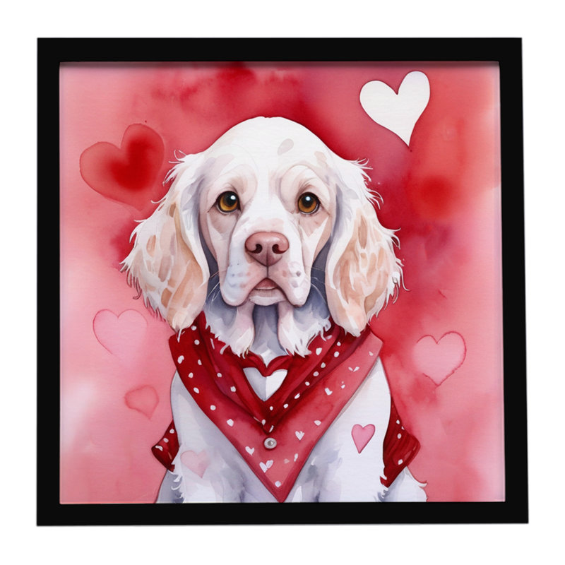 Clumber Spaniel My Valentine, reproduction d'art encadrée