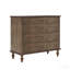Commode 4 tiroirs, design antique, finition brossée, pieds en bois massif pour la chambre à coucher - brun foncé-130480593