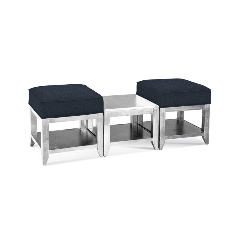 Elements Upholstered Cube Ottoman, Navy Crypton Performance; 0822-61, Antique Black