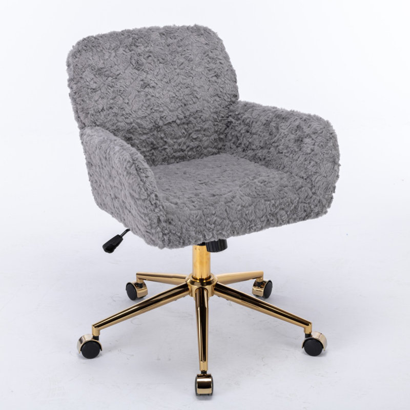 Angelyssa Polyester Blend Gaming Chair Office Chair Desk Chair Vanity Chair, Gray