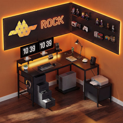 L-Shaped MDF Steel Computer Desk