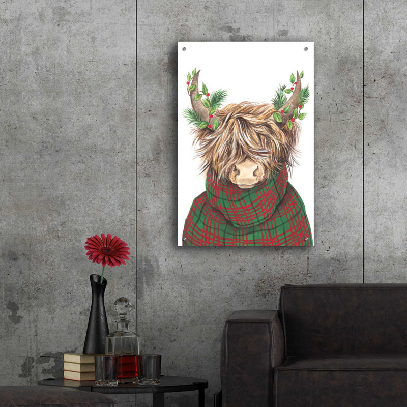 «Christmas Highland Cow» par Diane Kater - impression sans cadre, L 24 po x H 36 po
