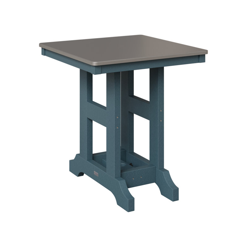 Table de bar carrée 28 po Berlin Gardens Garden Classic, H 39,5 po x l 28 po x P 28 po, Acier inoxydable martelé, Ardoise