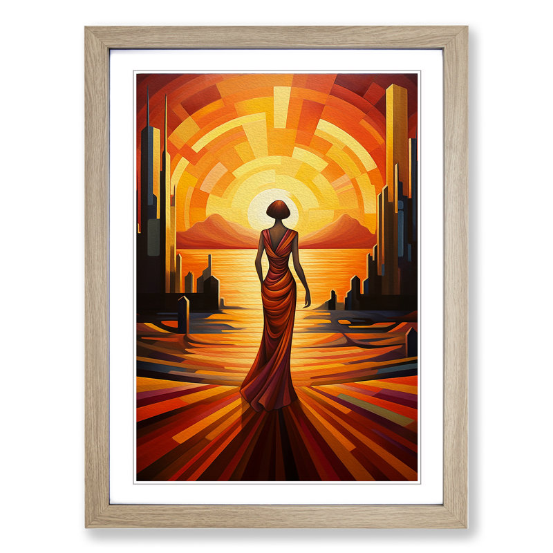 Single Picture Frame Print on Wood, 46cm H x 34cm W, Oak Framed