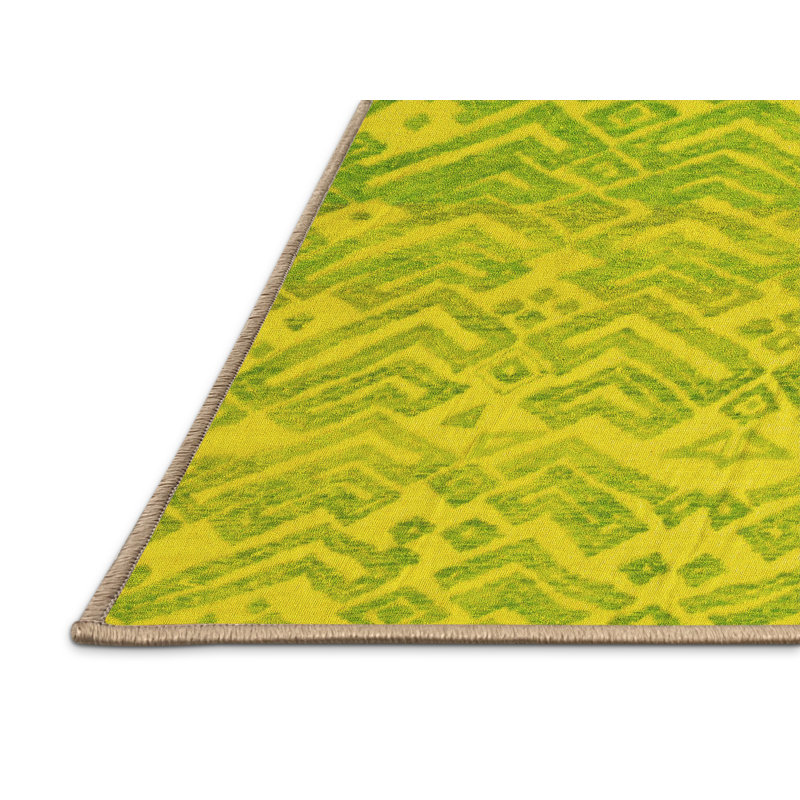 Tapis lavables à la machine Abstract 5389 - jaune, Tapis de couloir 2 pi x 5 pi