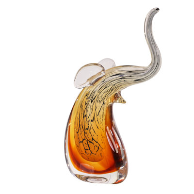 Abstract Glass Elephant Sculpture