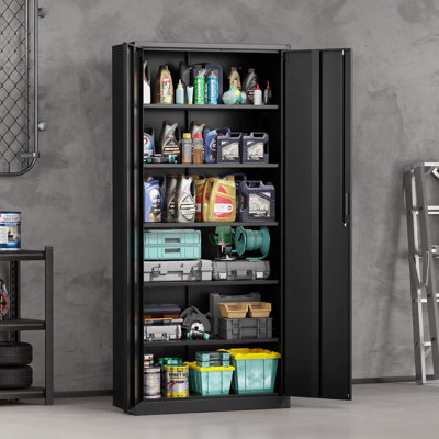70.8'' Black Steel 2-Door Tool Storage Cabinet Black