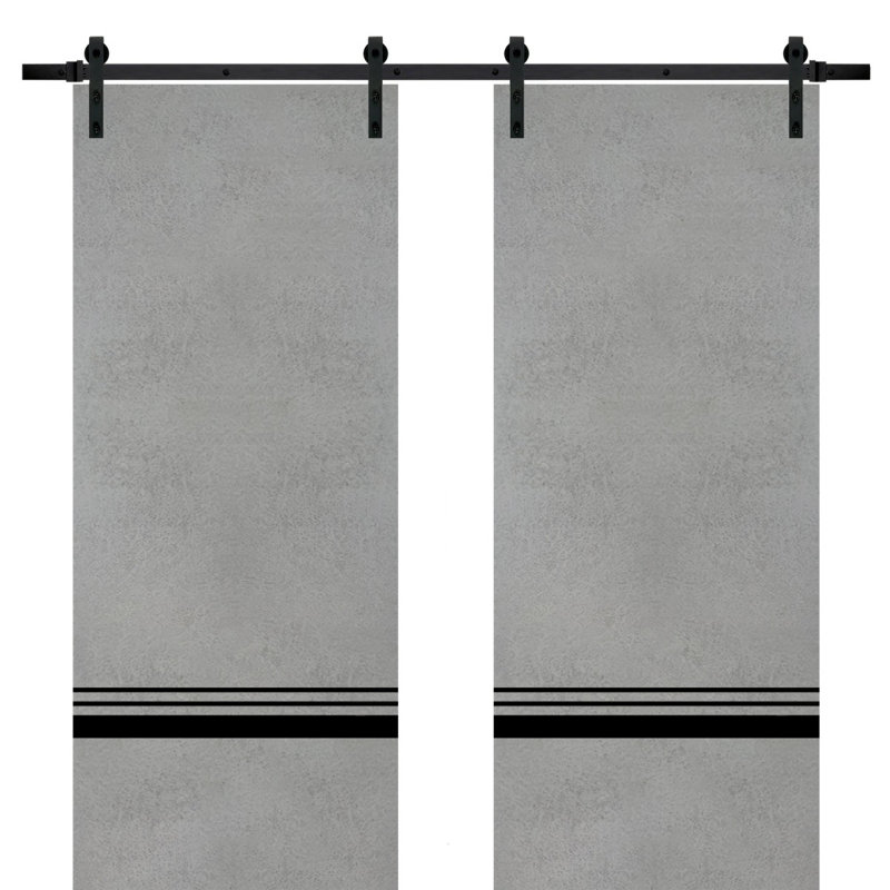 Porte de grange en bois massif massif, 36 po x 80 po, Béton