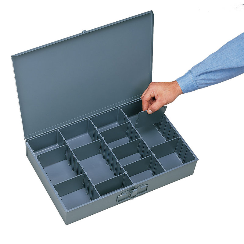 Boîte verticale en acier laminé à grand compartiment réglable, Bleu, H 2 po x l 13,37 po x P 9,25 po