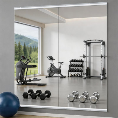 Miroir de gymnastique à domicile 71 po x 32 po (chacun) - 2 grands miroirs corps entier pour le yoga, grand miroir mural pleine longueur pour remise en forme, garage, studio de danse, miroir en verre trempé de 0,16 po - UL