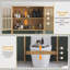 Armoire de rangement en bambou au-dessus de la toilette, organisateur de salle de bain au-dessus de la toilette avec portes à lattes, tablette réglable et tablette ouverte
