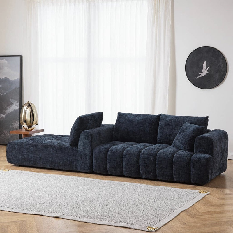 Canapé modulaire surdimensionné en L 108 po Chenille, Blue