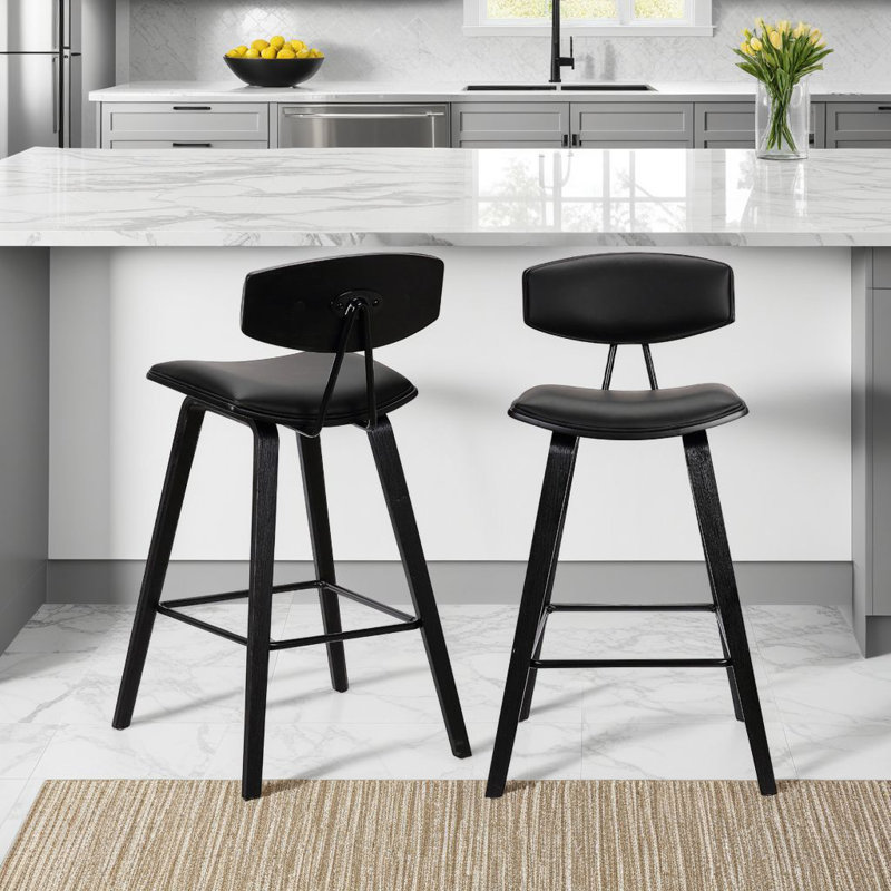 Tabouret de bar Fox , 2, Noir / Noir, Tabouret de comptoir (siège d'une hauteur de 25,5