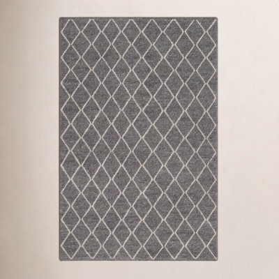 Lilly Charcoal Ivory Flatweave Geometric Rug