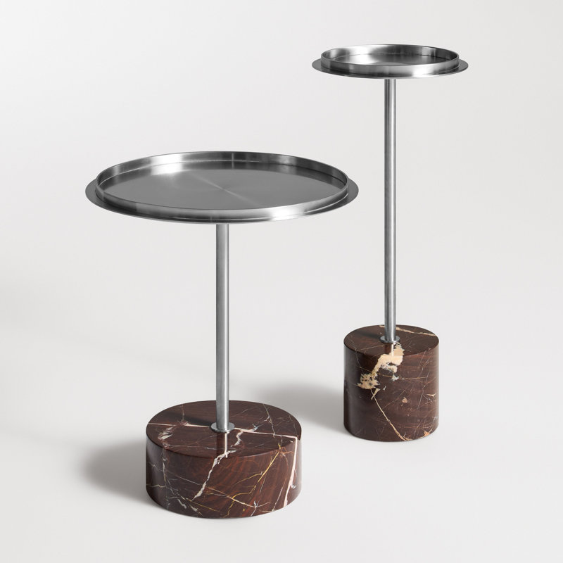 Chit Chat Marble Pedestal End Table, Putty, Cherry