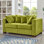 Velours avec esthétique moderne, accoudoirs carrés clous argentés, structure solide et housses de coussin amovibles avec design, rangement sous les coussins