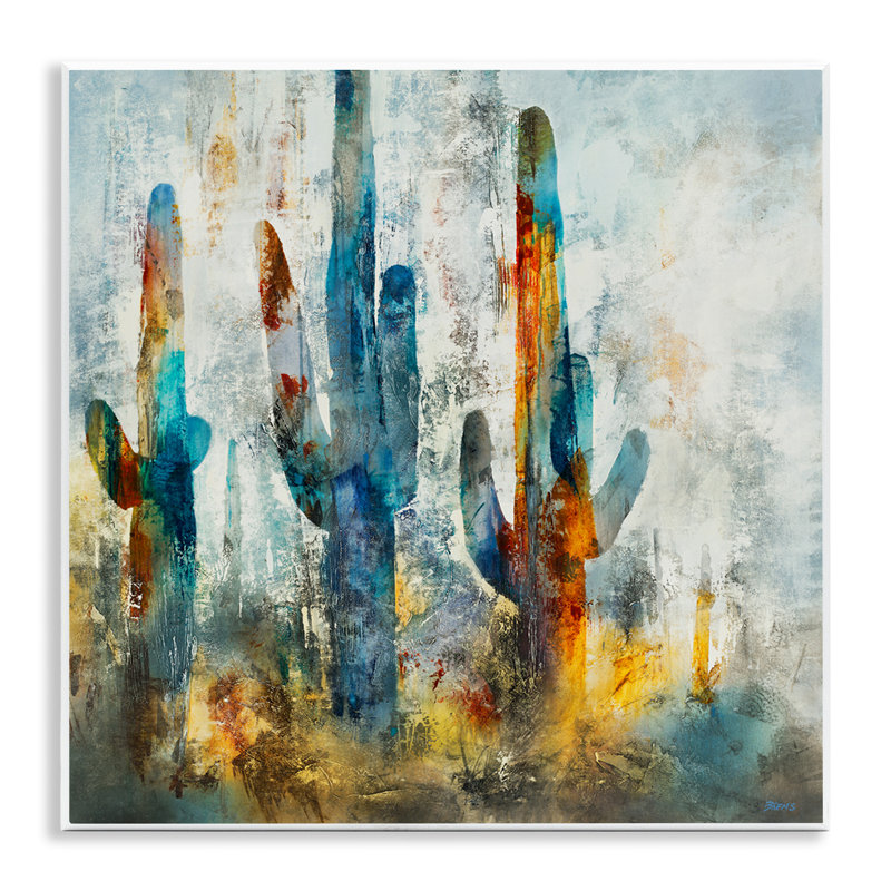 «Abstract Cacti Silhouettes Vibrant Succulent Colors» par Scott Brems - impression d'art graphique