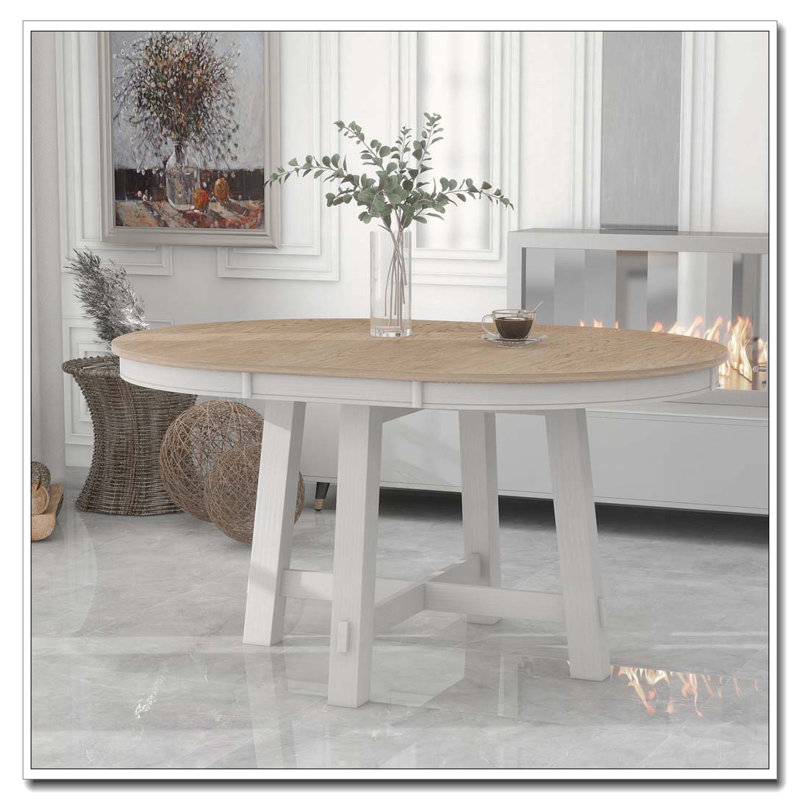 Table de salle à manger extensible Farmhouse, Chêne / blanc cassé