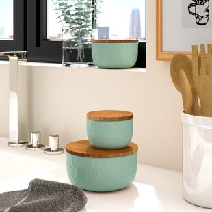 Kook 3-Pc Nesting Mixing Bowls Stoneware Kitchen Set, Multicolor Ceramic  Bowls 