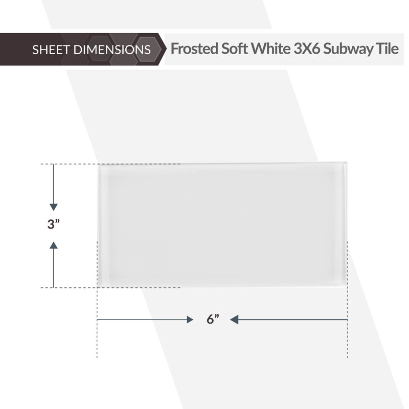 6'' x 3'' Glass Subway Wall Tile, White