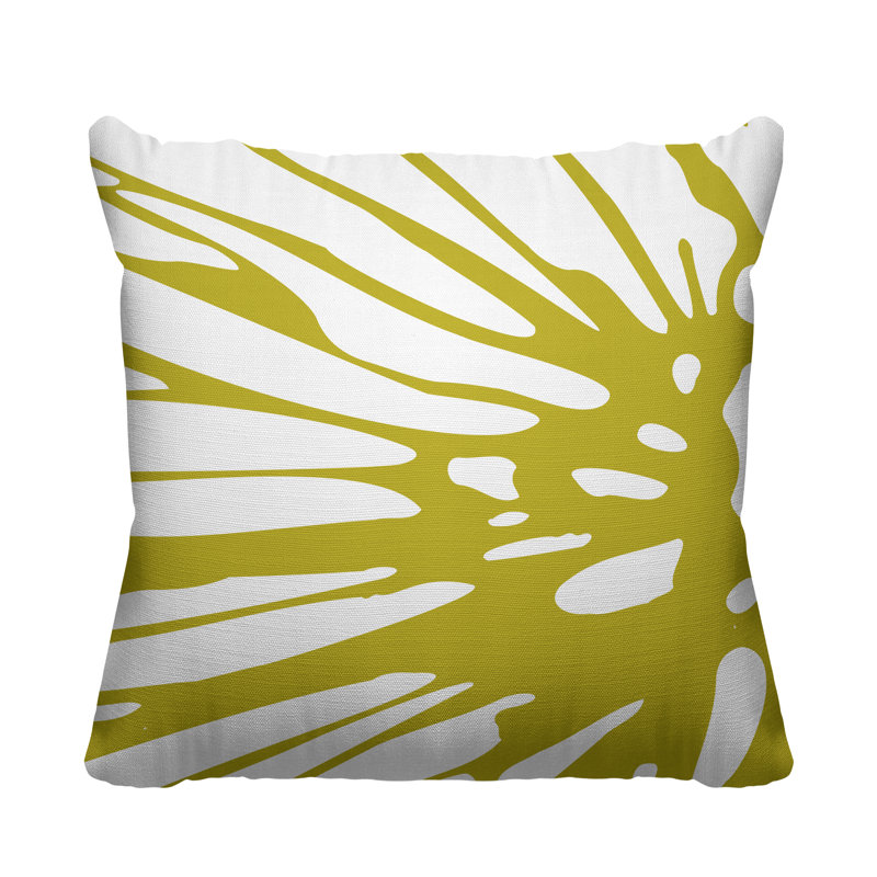 Housse de coussin d'intérieur à motif floral abstrait vert et blanc Marlee, 16 po x 1 po
