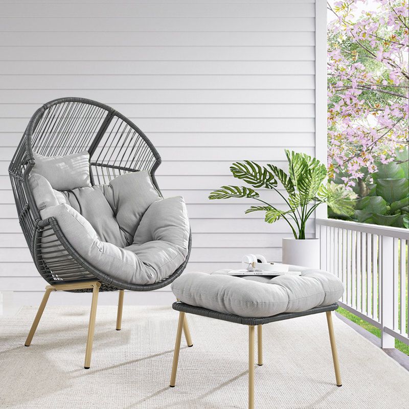 Chaise de hamac de patio avec coussin Azuredee, Gris clair, Gris foncé