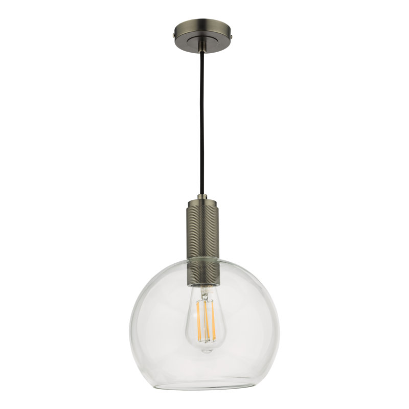 Nikolas 1LT SUSPENSION KNURLED CW ROUND CLEAR GLASS, Antique Chrome