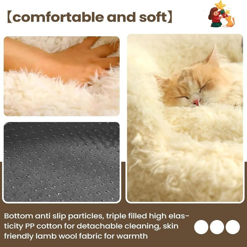 Lit pour chat en peluche Alpaca, 15,8 x 16,1 x 6,7 pouces