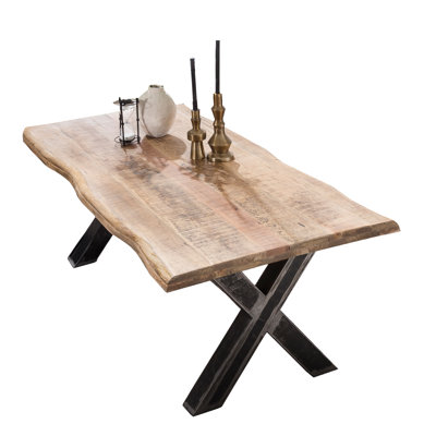 Irizarry Solid Wood Top Metal Base Dining Table