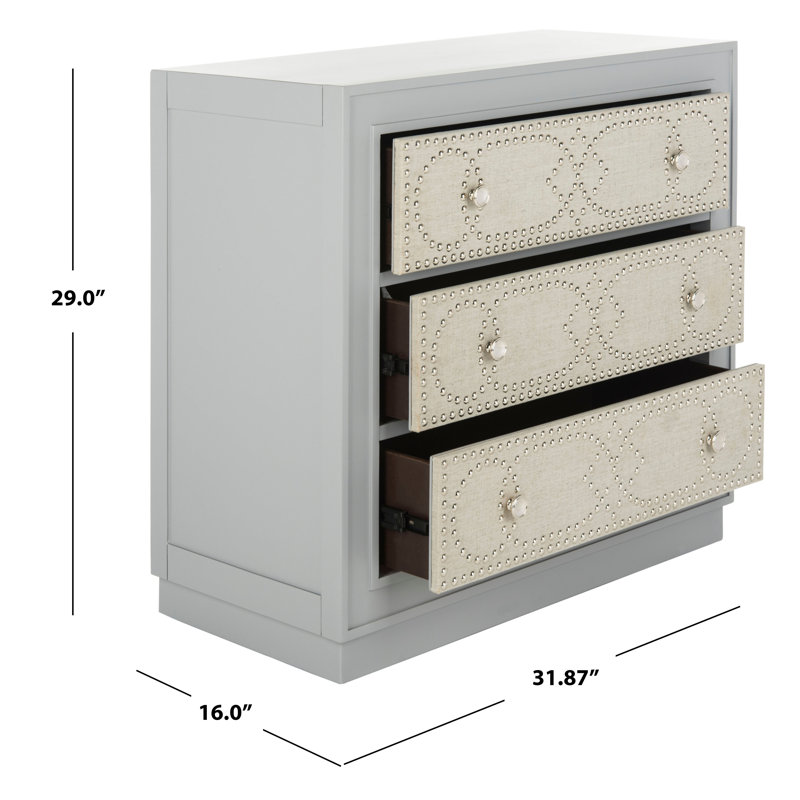 Commode décorative 3 tiroirs Bohon, Gris clair