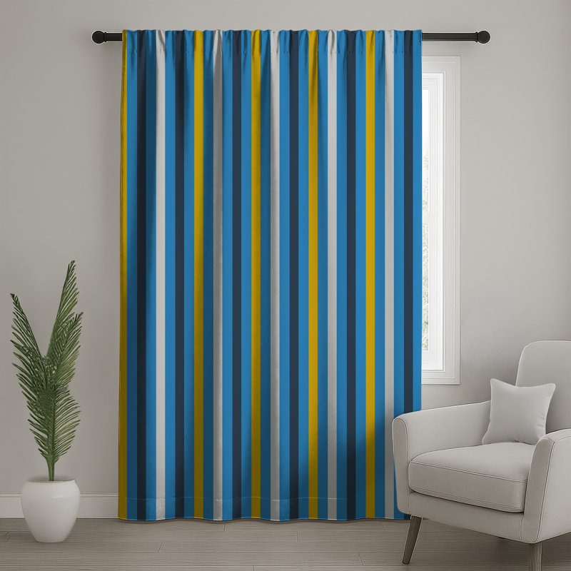 Rideaux verticaux à rayures verticales bleues et jaunes, voilages et rideaux occultant - 1 panneau, 50 po x 92 po - 1 panneau