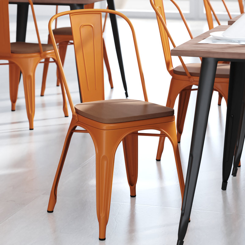 Chaise empilable Calliah, Teck, Orange