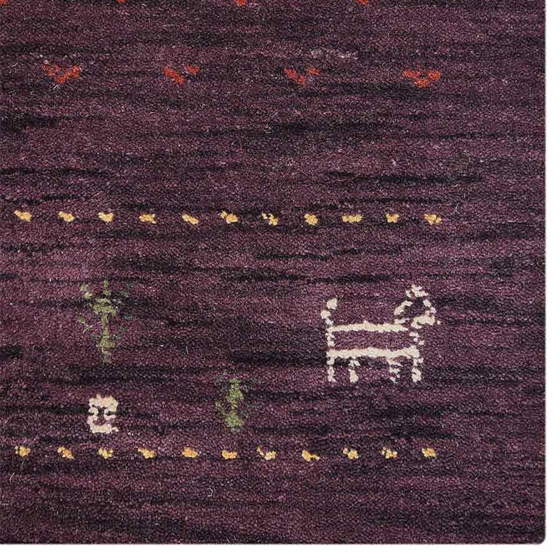Maggiemae Hand Knotted Loom Wool Eco-Friendly Area Rugs - Square, Purple Color, Contemporary Modern Design, High Pile Thick Handmade Anti Skid Area Rugs for Living Room, Bed Room