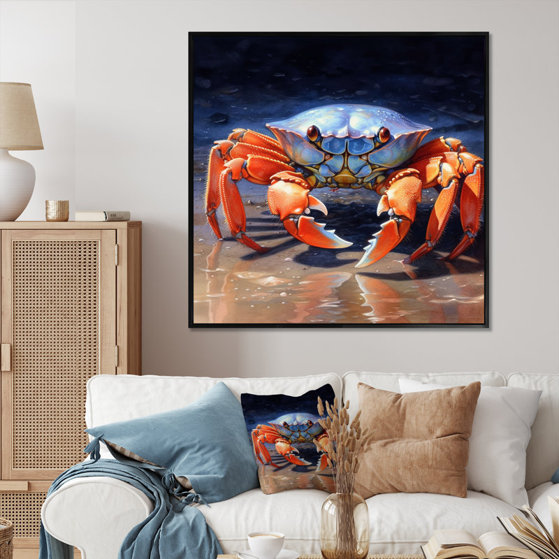 Crab Beachcombers V sur toile, H 30 po x l 30 po x P 1 po, Cadre flottant noir
