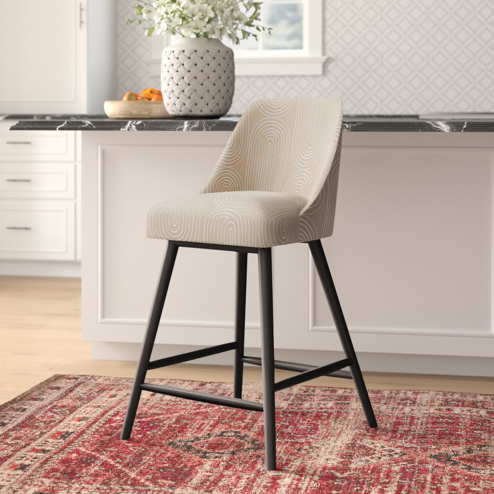 Gallie Bar & Counter Stool, Counter Stool (27” Seat Height), Oblong Mustard, Espresso