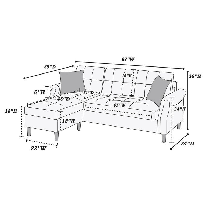Sectional Sofa 4-Seater Sofa Couch, Coffee