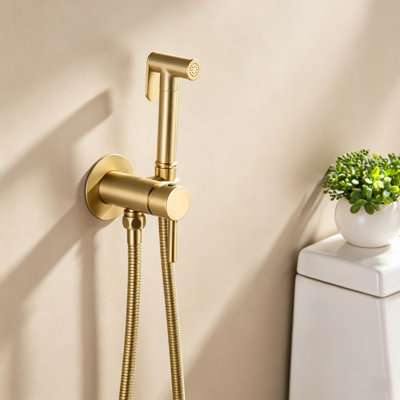 Robinet de bidet mural en laiton brossé à 1 poignée Modern