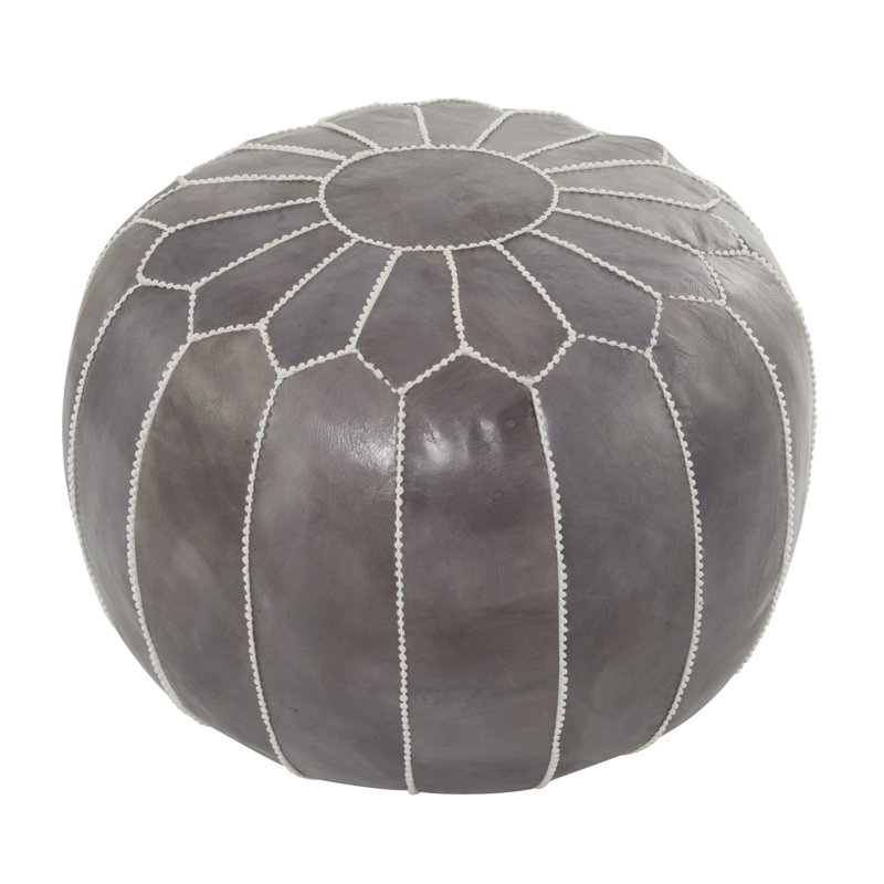 Pouf Innis Cole, Cuir gris assorti