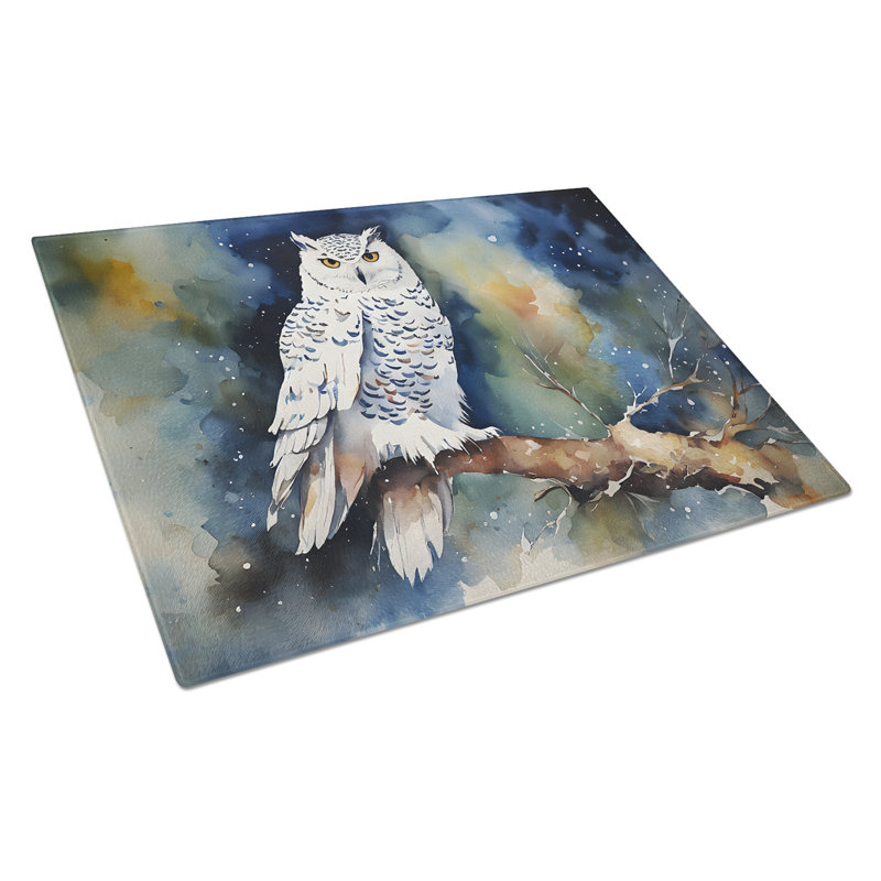 Snowy Owl Glass Cutting Board