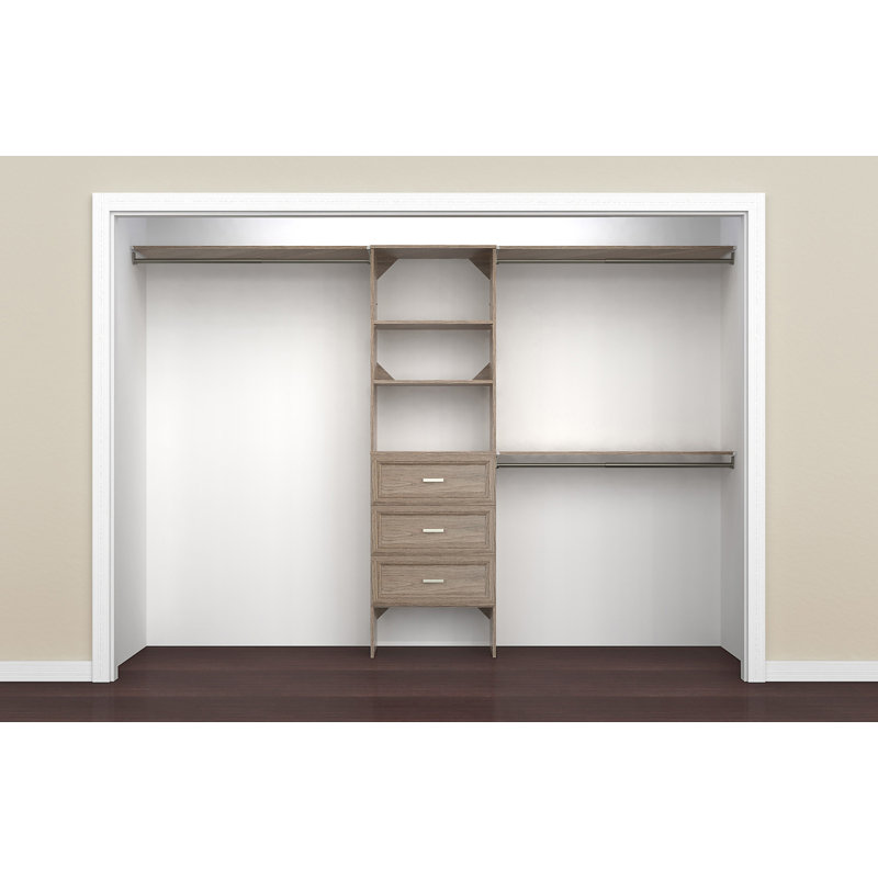 SuiteSymphony 84" W - 120" W Closet System with Drawers, Natural Gray