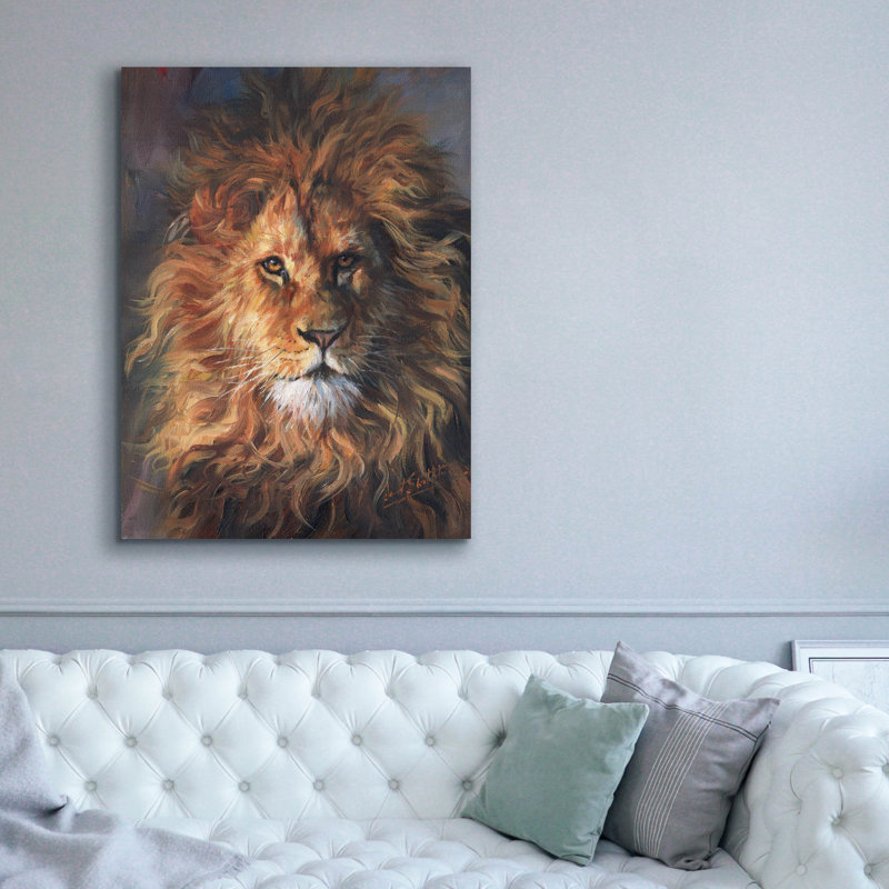 «Lion Portrait2» par David Stribble, art mural sur toile, H 54 po x l 40 po x P 1,5 po