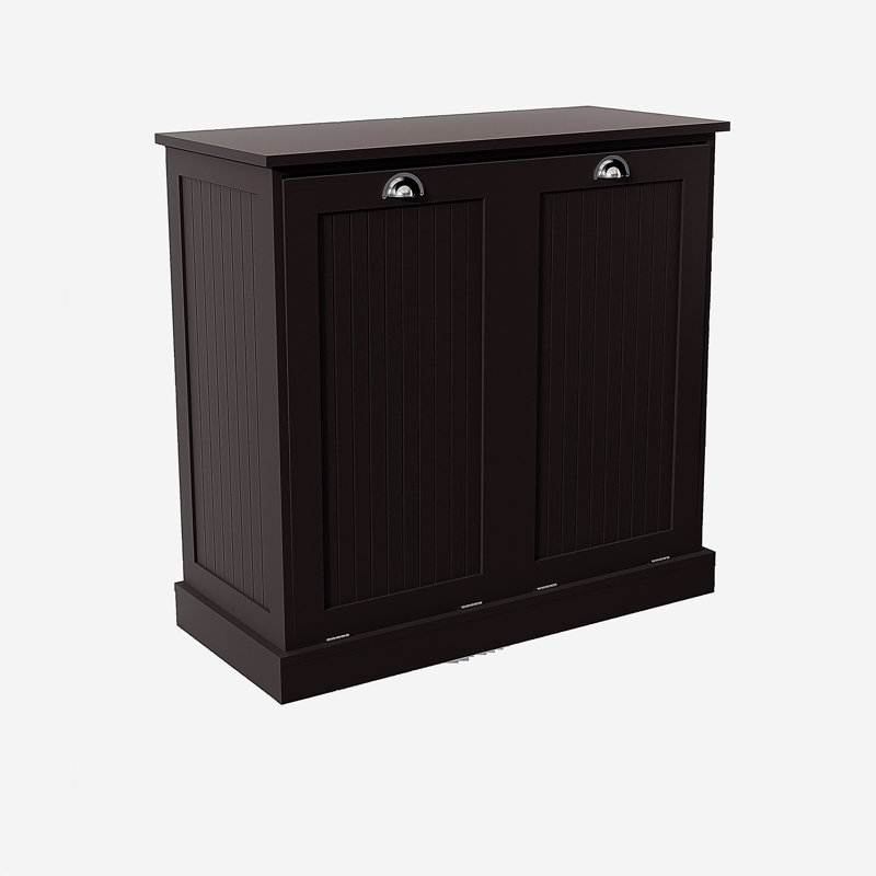 Armoire de trieur de linge à deux compartiments inclinable, Noir