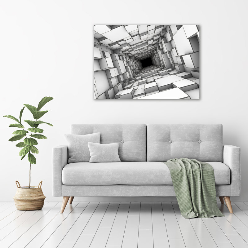 Tunnel With Cubes - Wrapped Canvas Print