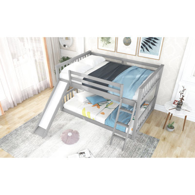 Space Full Over Bunk Bed With Movable And Adjustable Slide , Grey Construction Reclinable