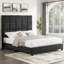 Lit double tapissier transitionnel avec bourre en mousse et repose-pieds contemporain en granit