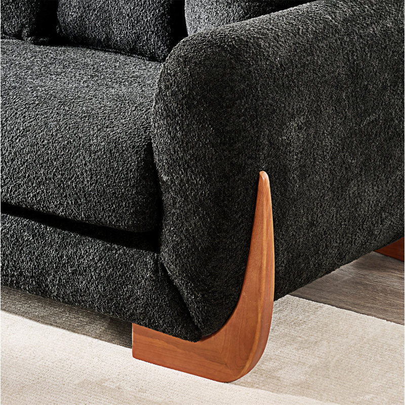 Upholstered Sofa With Pillow, Black