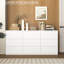 Commode blanche à 9 tiroirs pour la chambre à coucher, commode large moderne sans poignées, commode de rangement en bois pour le salon, couloir, entrée-1090795377