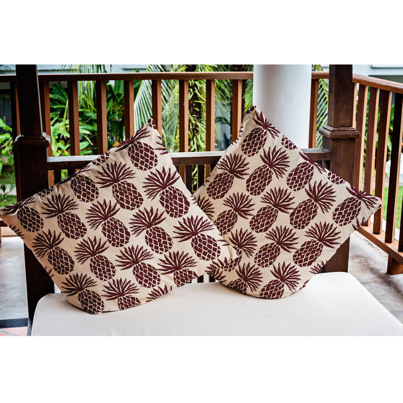 Coussin intérieur / extérieur Pineapple Stripes, 20 po x 20 po, Grenade